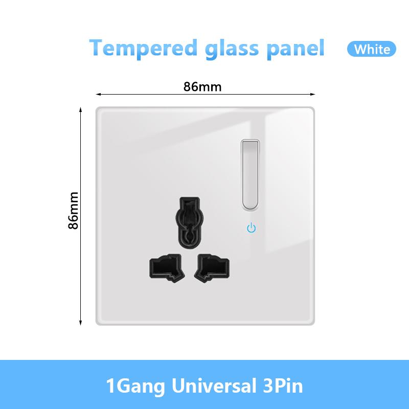 White LED Indicator Light Switch Panel Glass Piano Key Self-reset Wall Switch socket,UK FR EU Universal USB Electrical Outlet