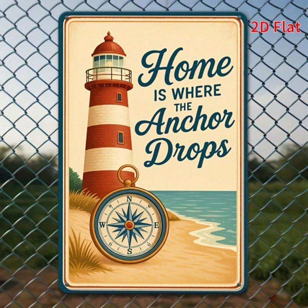 Vintage Nautical Lighthouse Tin Sign 8x12 Inch Rustic Coastal Metal Plaque Wall Decor