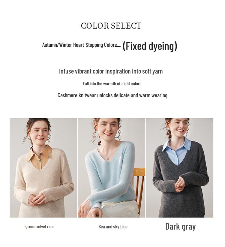 Autumn/Winter Cashmere Knit Base Layer Shirt - Soft, Comfortable, Versatile, and Slimming Loose Fit.