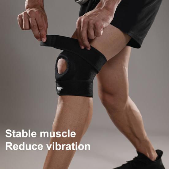 Otwarty stabilizator kolana z rzepką Antypoślizgowy Regulowany Oddychający Męski Damski Wędrówki Koszykówka Jazda na Rowerze Bieganie Wsparcie Bólu Artretycznego Ochraniacz Kolana Podkładki Rękaw Owinąć