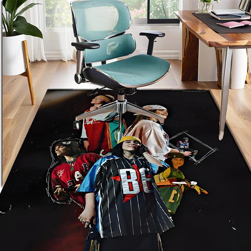 Billie Eilish Pattern Rug, Indoor/Outdoor Mat, for Picnic, Gameroom, Bedroom, Office, Living Room, Home Decor Carpet, Birthday Gift