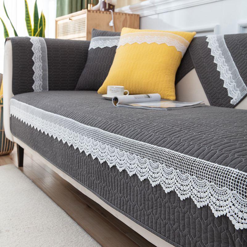 

100% Pure Cotton Sofa Seat Cushion Cover All Year Round General Fabrics Towel Country Style and Simple Modern Non-Slip Cover Cover New New Arrival Washed cotton simple elegant black lace 70 * 70cm