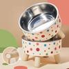2-layer New 5.5inch Pet Food Bowl Neck Protector Stainless Steel Cat Feeding Bowl Heightened Anti-slip High-foot Bowl Cat Dog