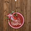 Hanging Santa Wreath Door Pendant Wood Front Door Pendant Christmas Wreaths Signs  For Front Door