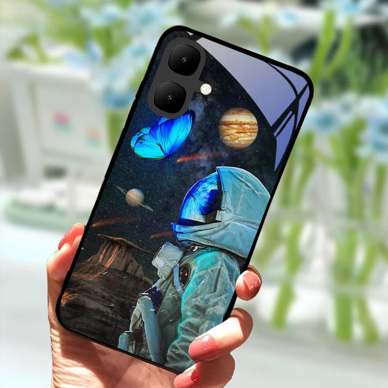 For Infinix Smart 10 Smart10 Case X6725 Tempered Glass Phone Cover For Tecno Pop 10 Pop10 Cases Anti Drop Protective Shell Funda