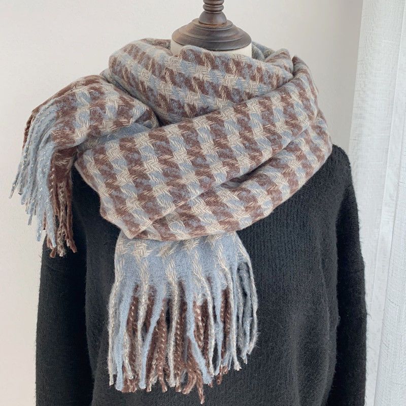 Qiandongge scarf women's autumn and winter Korean atmosphere Korean version thickened and warm imitation cashmere scarf versatile shawl men