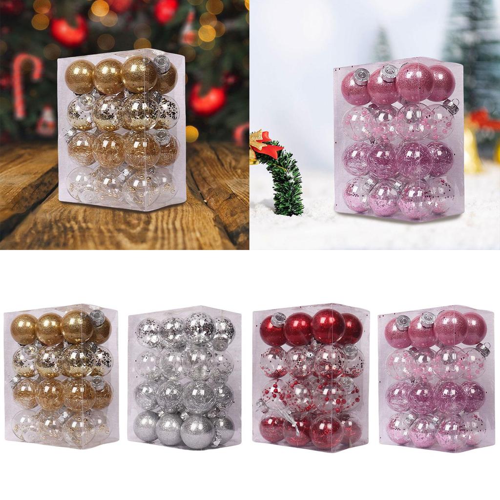24Pcs Christmas Ball Ornaments Assorted Baubles Charm Pendants Delicate Crafts