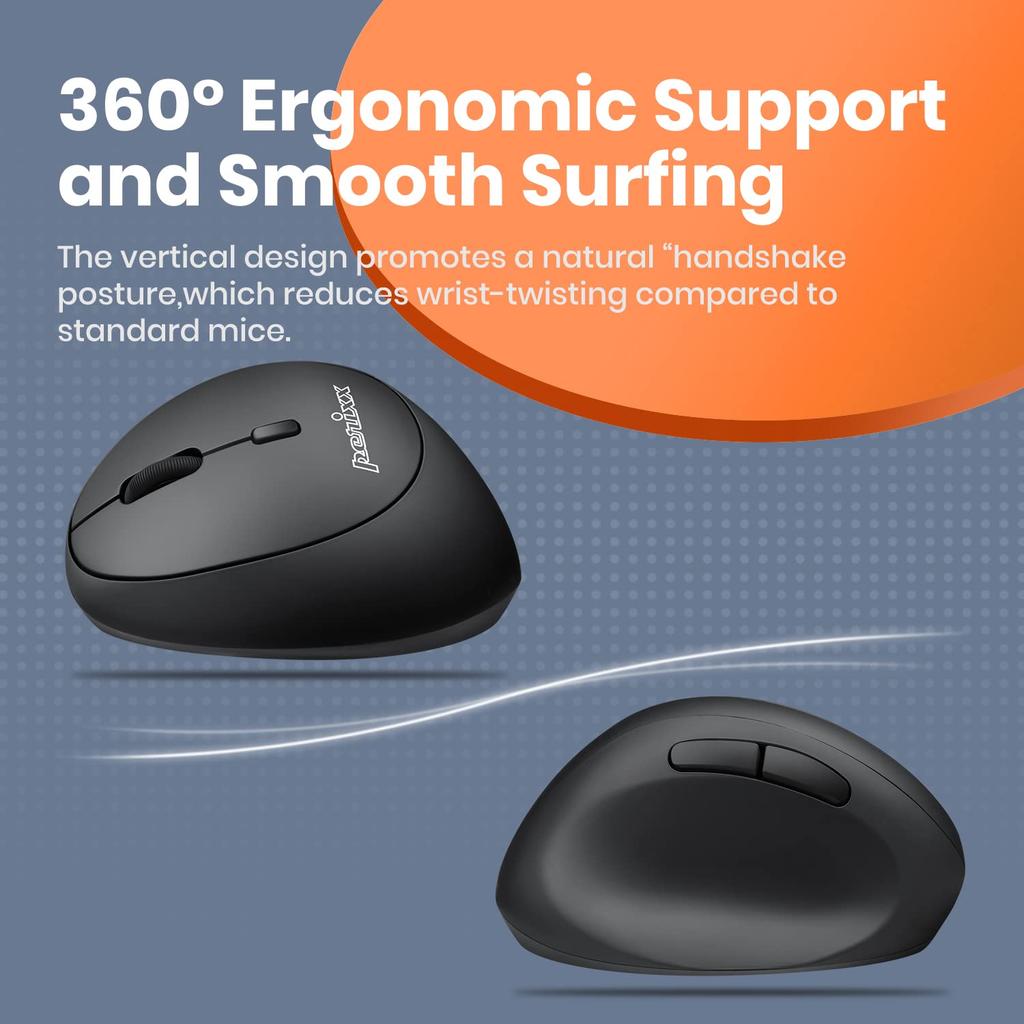 Perix Ergonomic Mouse Wireless Small Quiet Design Rubber Processed Ergonomics for Users Guaranteed PERIMICE-719L Left-handed [Genuine Product]