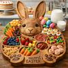 Deli Tray Rustic Rabbit Shape Serving Board with Multiple Compartments Natural Wood Smooth Surface Meat Fruit Nuts Snacks Organizer