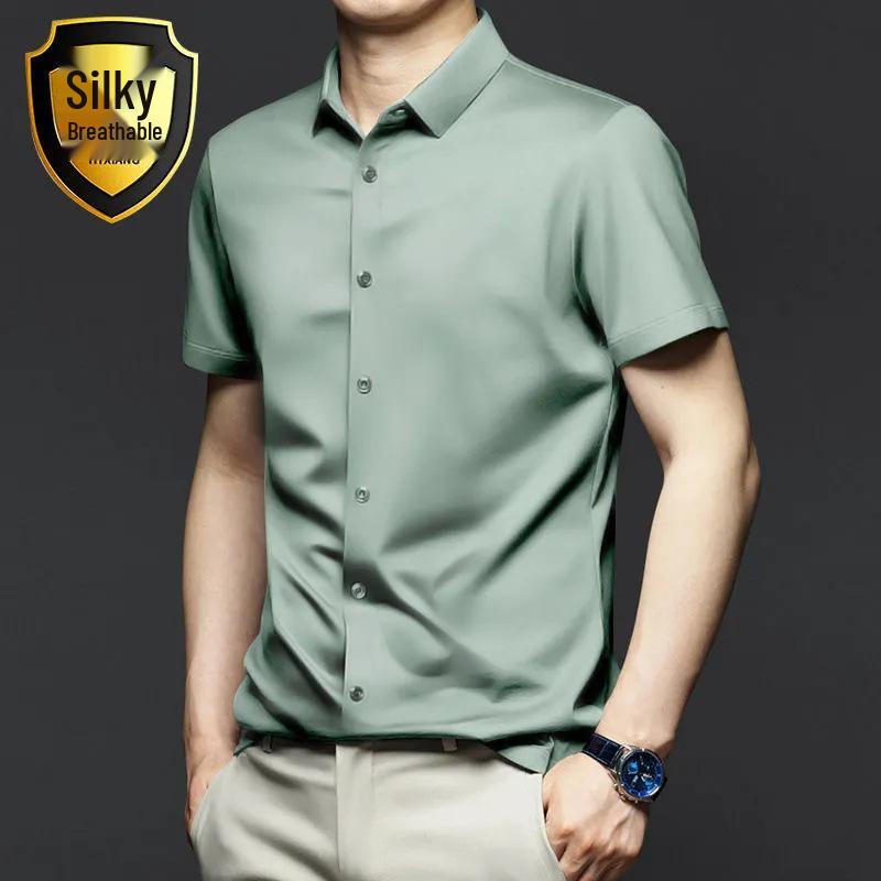 

Мужская повседневная деловая рубашка с длинным рукавом из нескользящей ткани - весна/осень, профессиональная, класса люкс, легкая, не мнется. 3XL