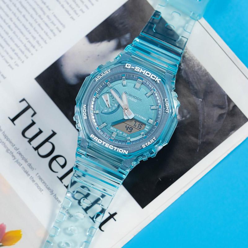 Casio G-SHOCK Ice Tough Series Octagonal Translucent Waterproof Movement Quartz Movement Resin Strap Japanese and Korean Watch GMA-S2100SK-2APR