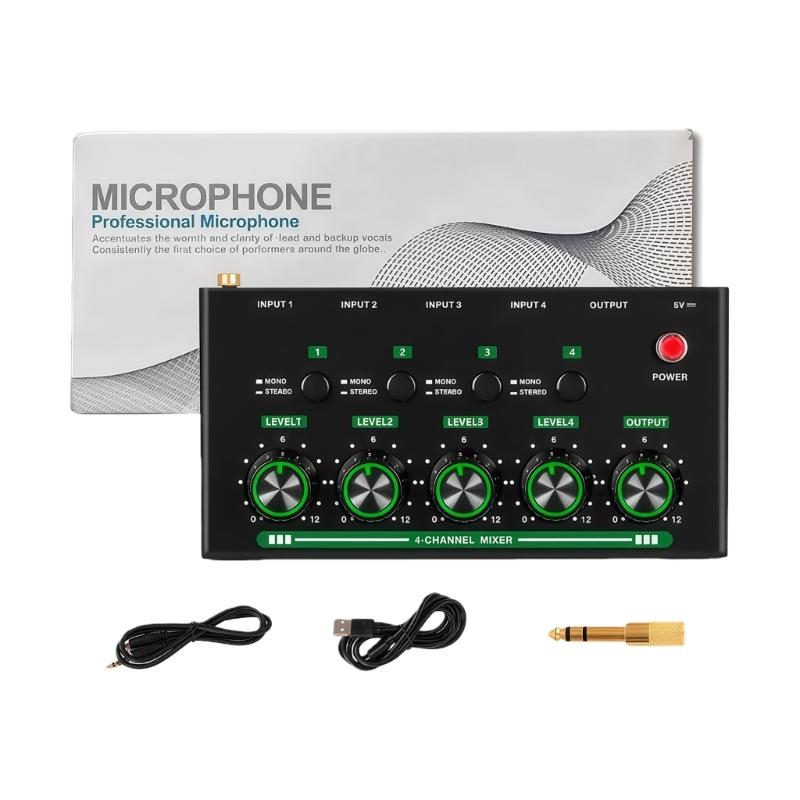 

Professional 4 Input Auditory Mixer Low noise For Live Performances And Broadcasting Minimizes Background Interferences чорний
