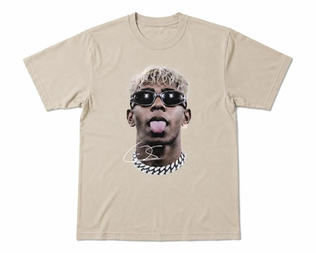 Lamine Yamal Zonnebril Tong Uit Gezicht Print T-shirt Handtekening Oversized Voetbalfan T-shirt
