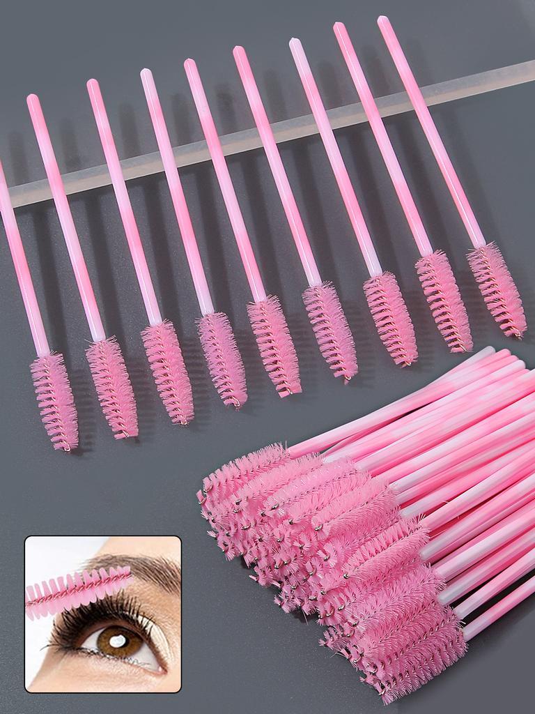 Pink and White Two-tone Mascara Brush Eyebrow Brush Portable Spiral Brush Multi-function Grafting Mascara Cleaning Tool 25PCS