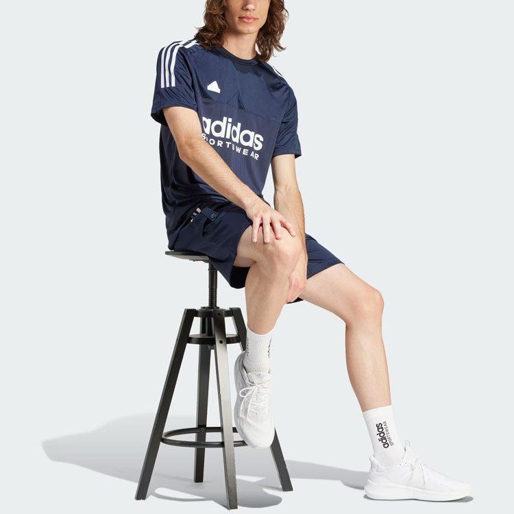 adidas T Shirts Men's Dark Blue Crew Neck Moderate Straight Fit IS1501