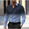 Men's Gradient Color Printed Long Sleeve Shirts Casual Cardigan New Button Holiday Fashion Shirts