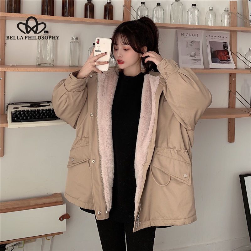 Parker Cotton Jacket Damski płaszcz jesienno-zimowy Nowa koreańska wersja luźnego, grubego bawełnianego płaszcza z podszewką z polaru