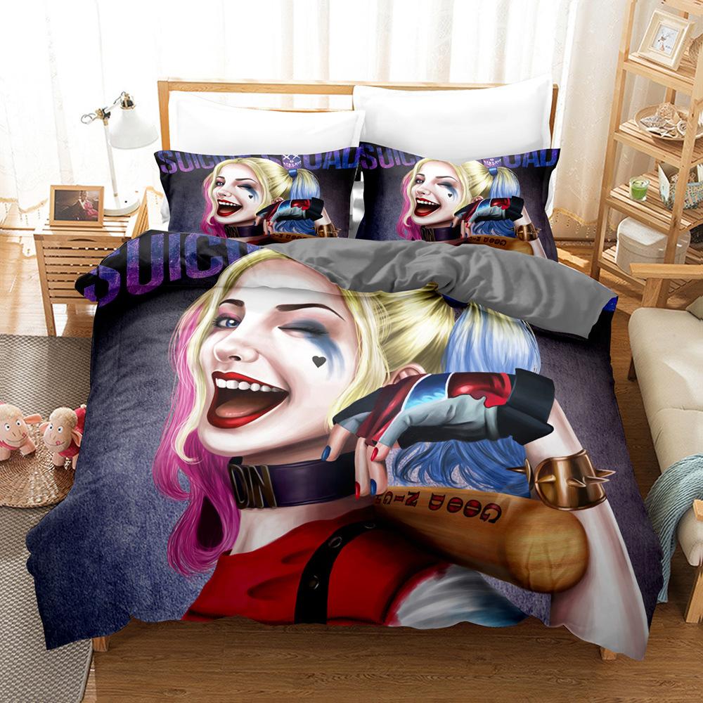 Animated film H-Harley Quinn Bedding SetJoker Duvet Cover Pillowcase 2/3pcs Adult Boy Girl Bedroom Decoration Single/Double