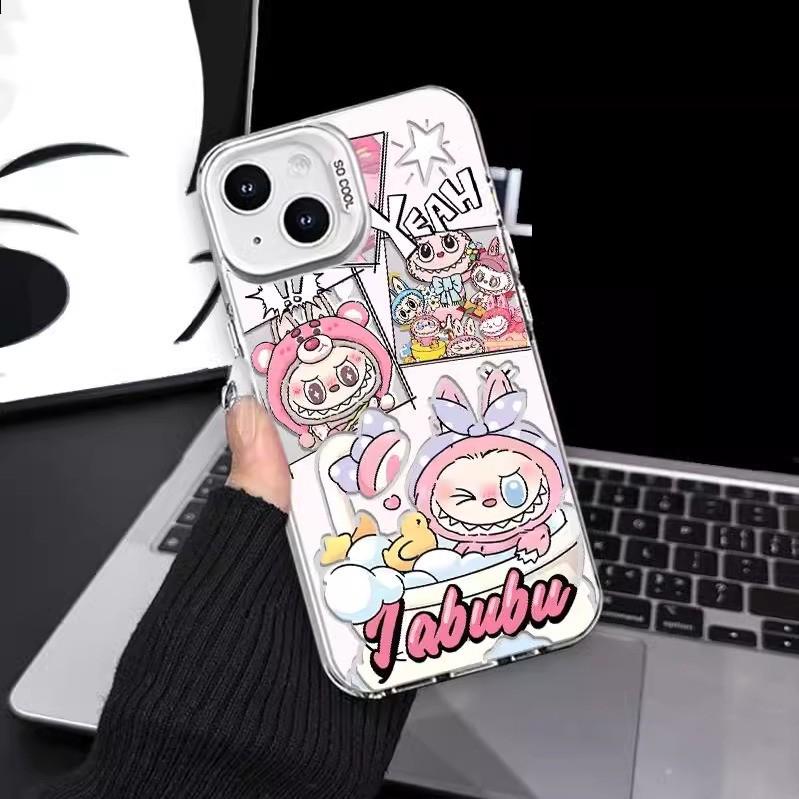 LABUBU Silver Phone Case for iPhone 15/16 Pro Max & Huawei Mate 60 Pro+.