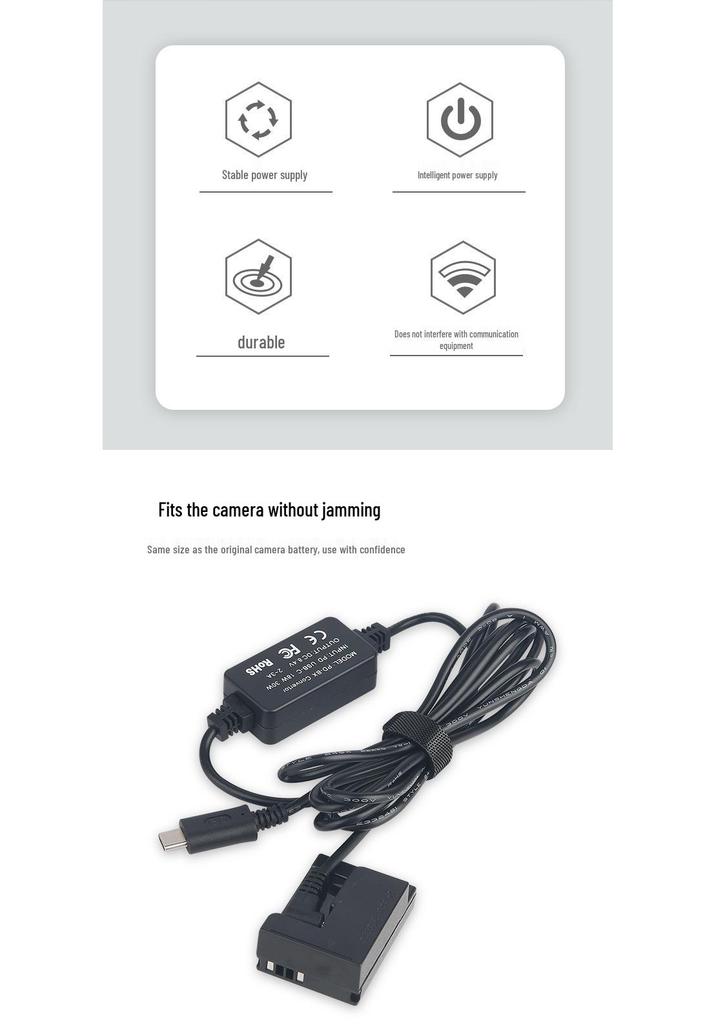 DR50 PD/Type-C Adapter for G10/G11/G12/SX30 IS with NB7L Dummy Battery