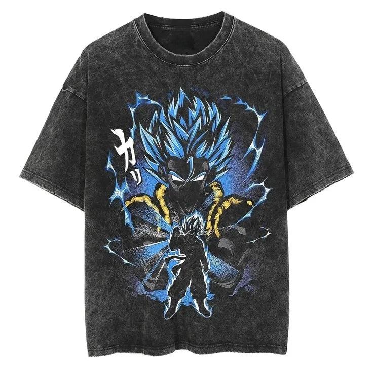 

Dragon Ball Z Anime Printed Tshirt Mens and Womens Washed Tshirt High Quality Vintage Cotton Tshirt Harajuku Tops M