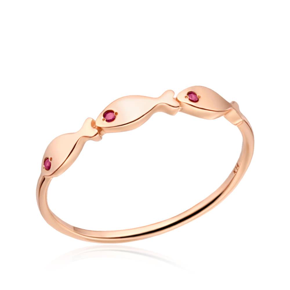 [Bnbgold] 14K Lucky Three Fish Birthstone July Ruby Ring Npr37151