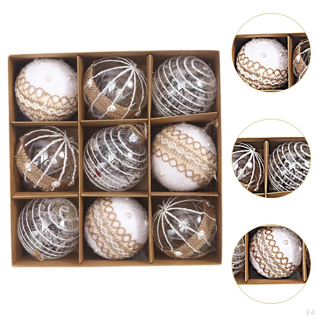 9Pcs Weihnachten Kugeln Ornamente Baum Hängende Dekoration 8cm Urlaub mit Schleife
