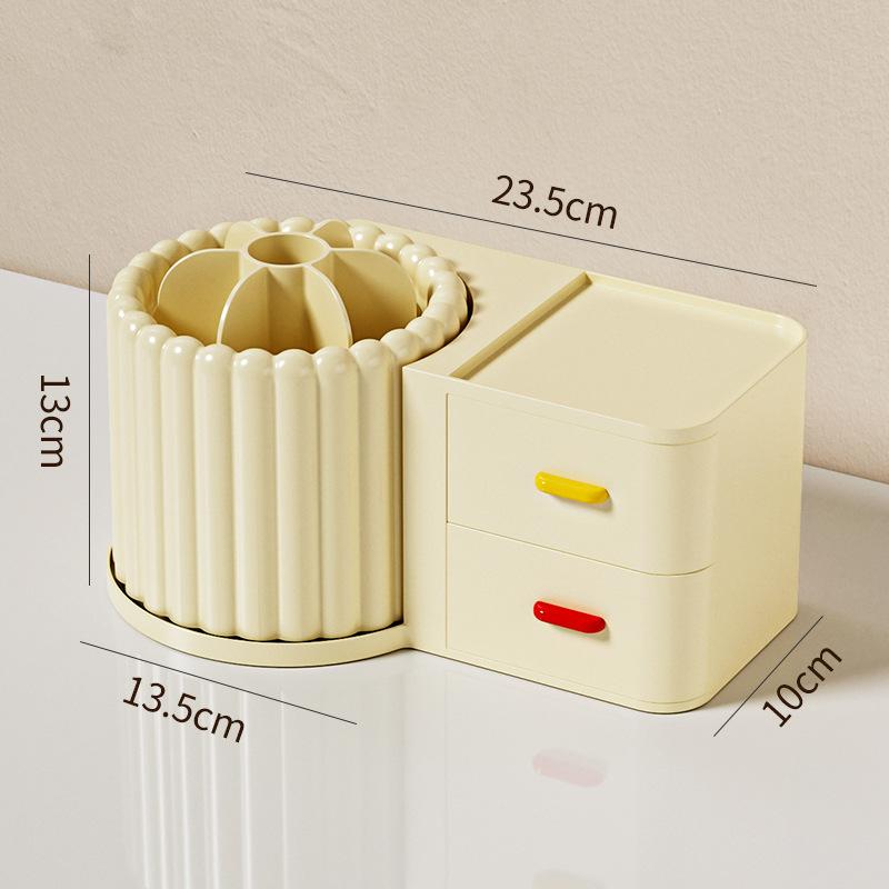 360° Rotating Makeup Brushes Holder With Lid Lipstick Organizer Cosmetic Storage Make Up Tools Box Jewelry Pencil Case Container