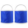 2Pcs Blue 9L Collapsible Bucket Portable Folding Bucket Water Container for Camping Hiking