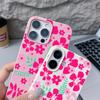 Vibrant Magenta Floral Design Flexible & Durable Shockproof Soft TPU Leather Texture Cover Case for iPhone 17 Pro Max Air 16e 16 15 14 13