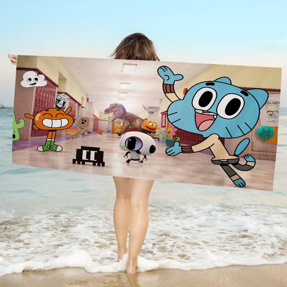 The Amazing Funny W-world Of Gumball Microfiber Blanket Quick Drying Beach Oversized Printing Super Absorbent Pool Towel Blanket
