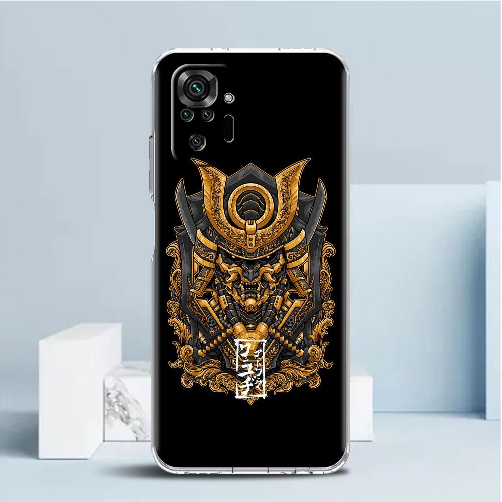 

Чехол с маской самурая Они для Xiaomi Redmi Note 11 Pro 10 9 9S 8 8T 7 9A 9C 9T 10 10C K40, прозрачный мягкий чехол из ТПУ Redmi K40