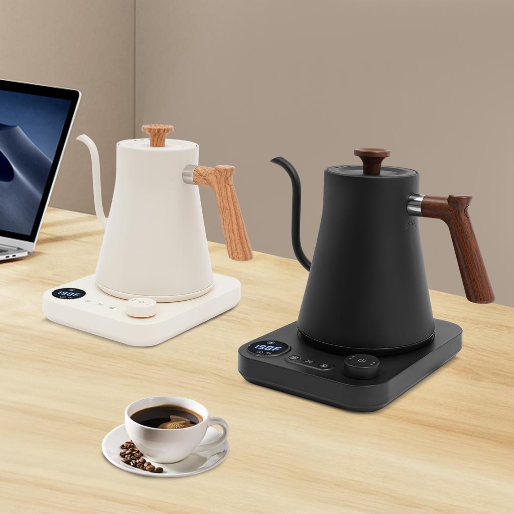 0.9 L Stainless Steel Electric Gooseneck Kettle,110V Black/ White 1200W Electric Kettle Tabletop 28*20.5*22cm for Home,Offices