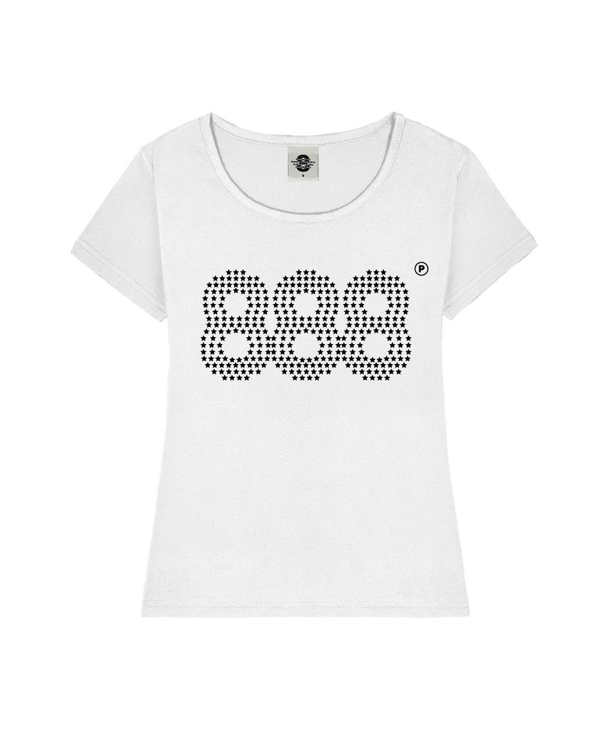 PRIMATE Star Number.888 Women'S U-Neck Slim Fit Short Sleeve T-Shirt 6 Colors
