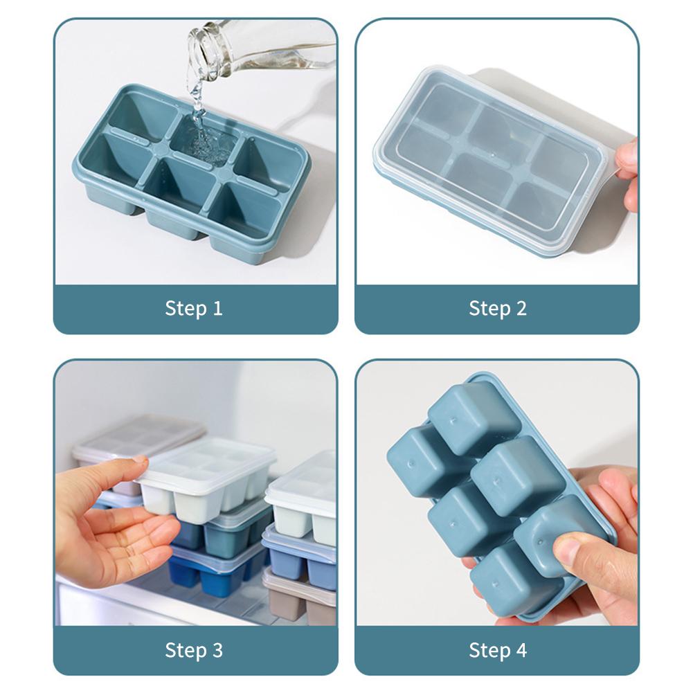 6 Grid Reusable Ice Cube Molds Easy To Take Off Ice Tray Refrigerator Icebox for Summer Juice Drinks Wine Cocktails Whiskey