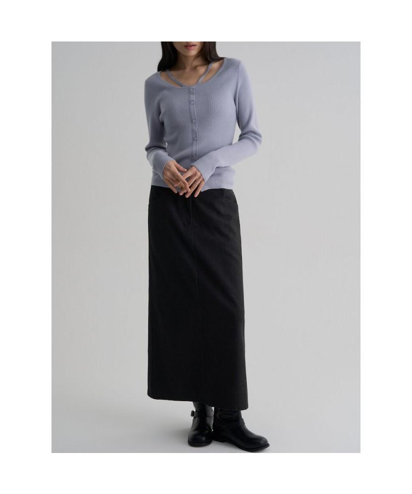8SECONDS Belted H-Line Long Skirt Ash