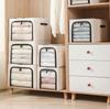 Foldable Clothes Storage Boxes Large Capacity Bins with Metal Frame Lids Clear Window and Sturdy Handles Daily Use