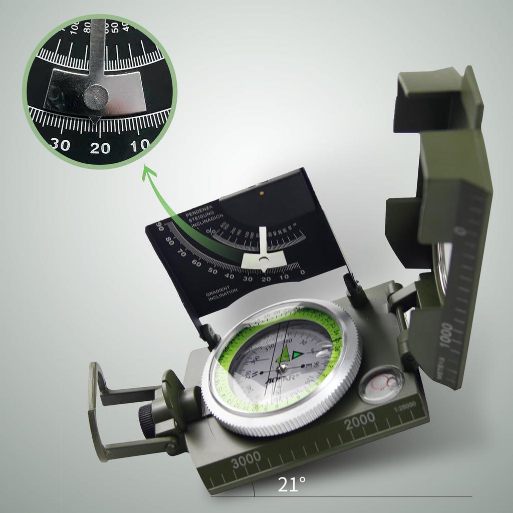 AOFAR AF-4074 Compass with Inclinometer, High-Precision Military-Grade Portable Compass, Ideal for Geological Activities, Boy Scouts, Mountaineering,