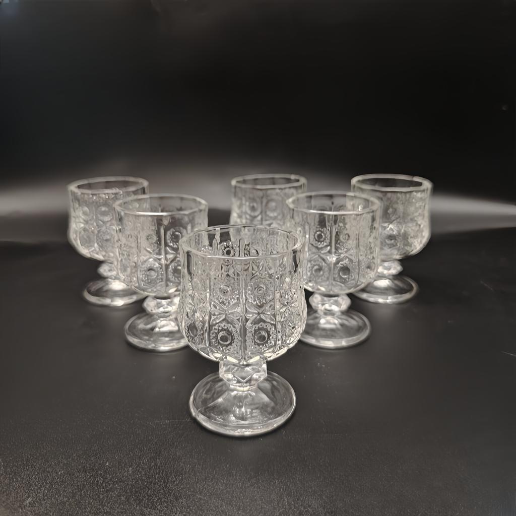 Set med 2/4/6 st retro graverade små vinglas, set med vitvinsglas, snyggt fruktvinsglas, mini söttvinsglas