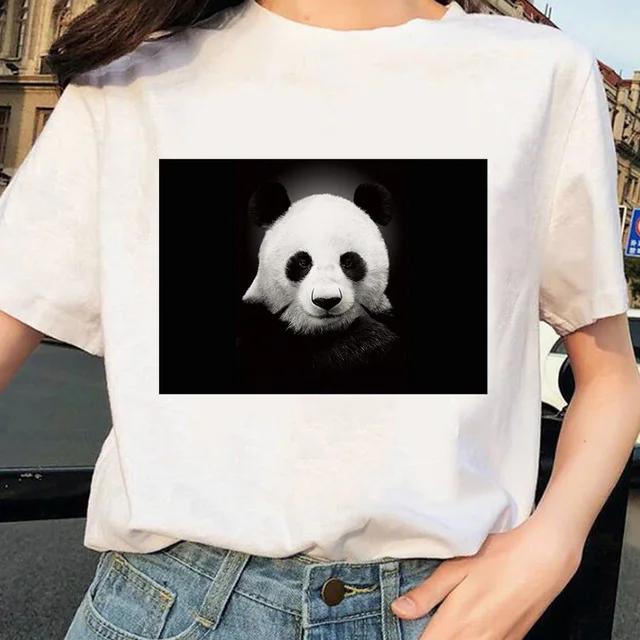 Cute Giant Panda Graphic T-Shirt Women s Summer Sexy Top Casual Printed Shirt Fashionable Summer fashion polyester fabric S
