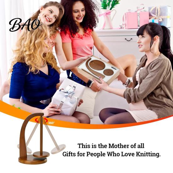 Wool Thread Holder Wooden Magnetic Yarn Holder, Tangle-Free Stand with 1/2 Rotating Spindle, Knitting Organizer Ball Spinner, Crocheting & Accessories