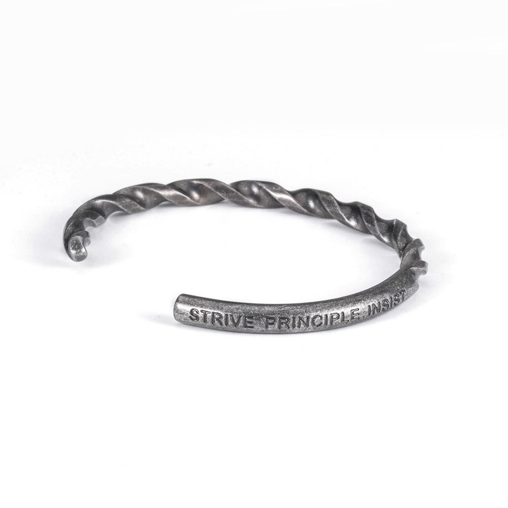 Unisex Retro Titanium Steel Bracelet: Engraved Stainless Steel Open Bangle for Students