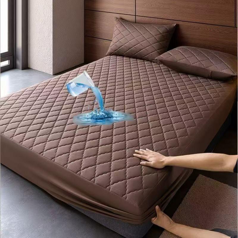 Waterproof Quilted Solid Color Bed Cover, Skin-friendly Mattress Protector, Single Piece