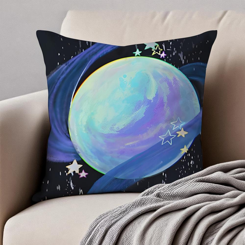 Dreamy Universe Starry SciFi Cushion Cover Pillowcase Antidustmite Invisible Zipper Short Plush Sofa Cushion