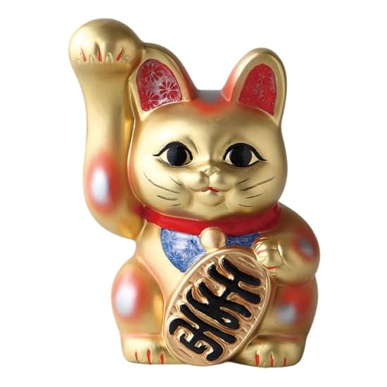 Ale-net Maneki-neko (Beckoning Cat) Good Luck W10×D7.5×H13.5cm Maneki-neko Size 4 Gold Ceramic Tokon