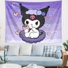 Tapiz Bohemio Kuromi  Decoración de Personajes Sanrio para Sala de Estar y Dormitorio Tela de Fondo Animada