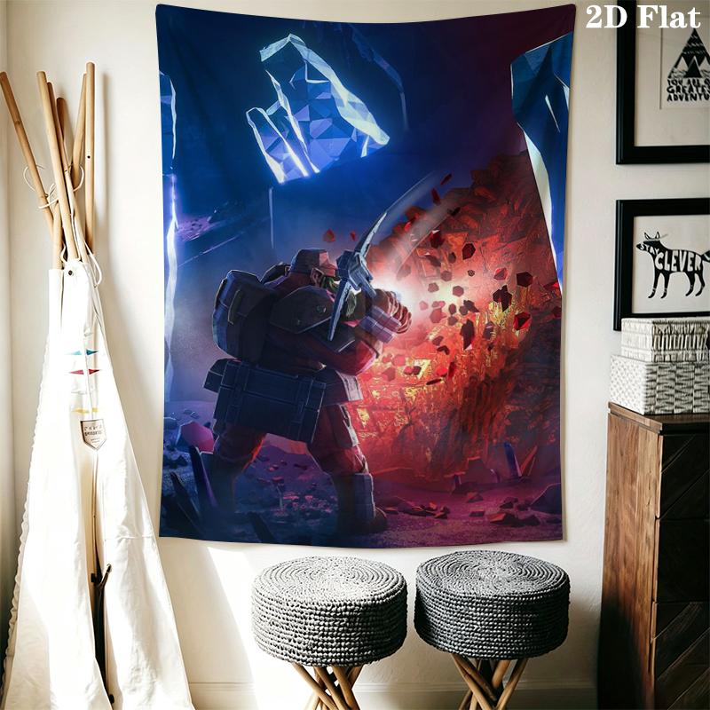 Deep Rock Galactic Wall Tapestry Aesthetic Wall Hanging Printed Fabric Blanket Decorative Tapestries for Bedroom Living Room Home Decor