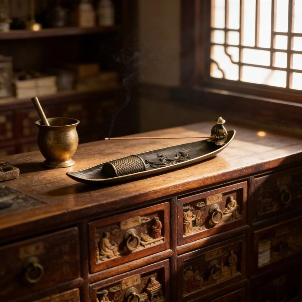 Boat Shape Incense Holder Metal Incense Censer Ancient Style Incense Stick Burner Meditation Space
