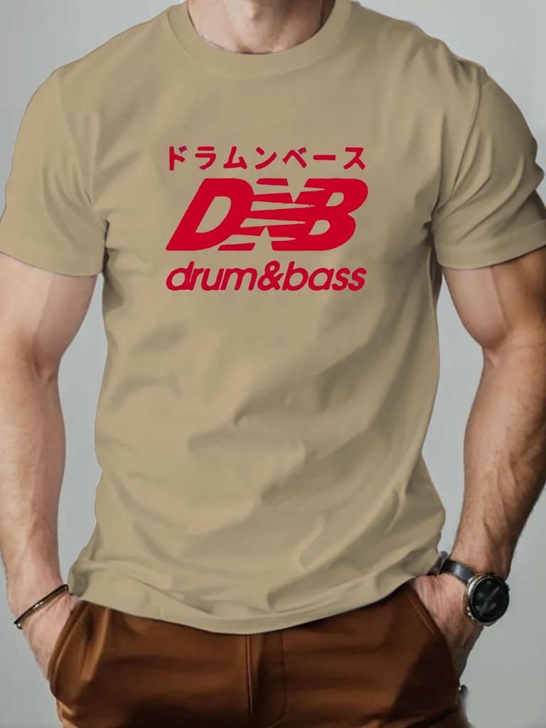 T Shirt For Man 100% Cotton Drum & Bass Print Short Sleeve 2025 New Summer Round Neck Breathable Casual Streetwea Daily Tee
