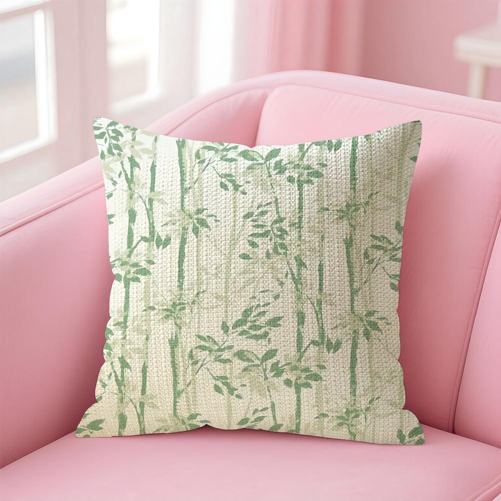 Bamboo Luxury Cushion Cover Natural Linen Pillow Case Double-Sided Print Decorative Sofa Pillowcase Home Decor Gift